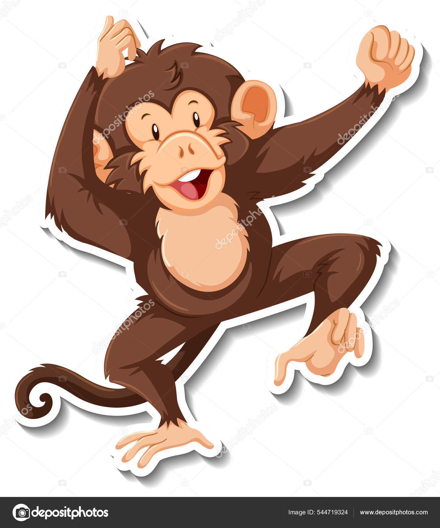 Macaco Dançando Animal Desenho Animado Etiqueta Ilustração imagem vetorial  de blueringmedia© 544719324